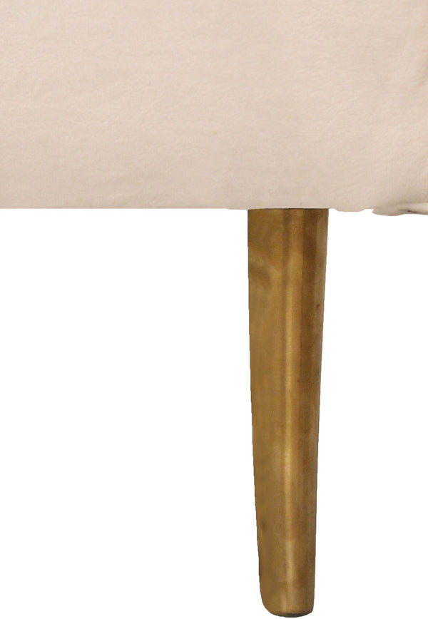 Homeroots 37" Ivory Velvet And Gold Solid Color Lounge Chair   488572