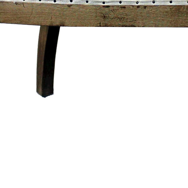 Homeroots 25" Ivory And Brown Fabric And Solid Wood Dining Arm Chair   488573