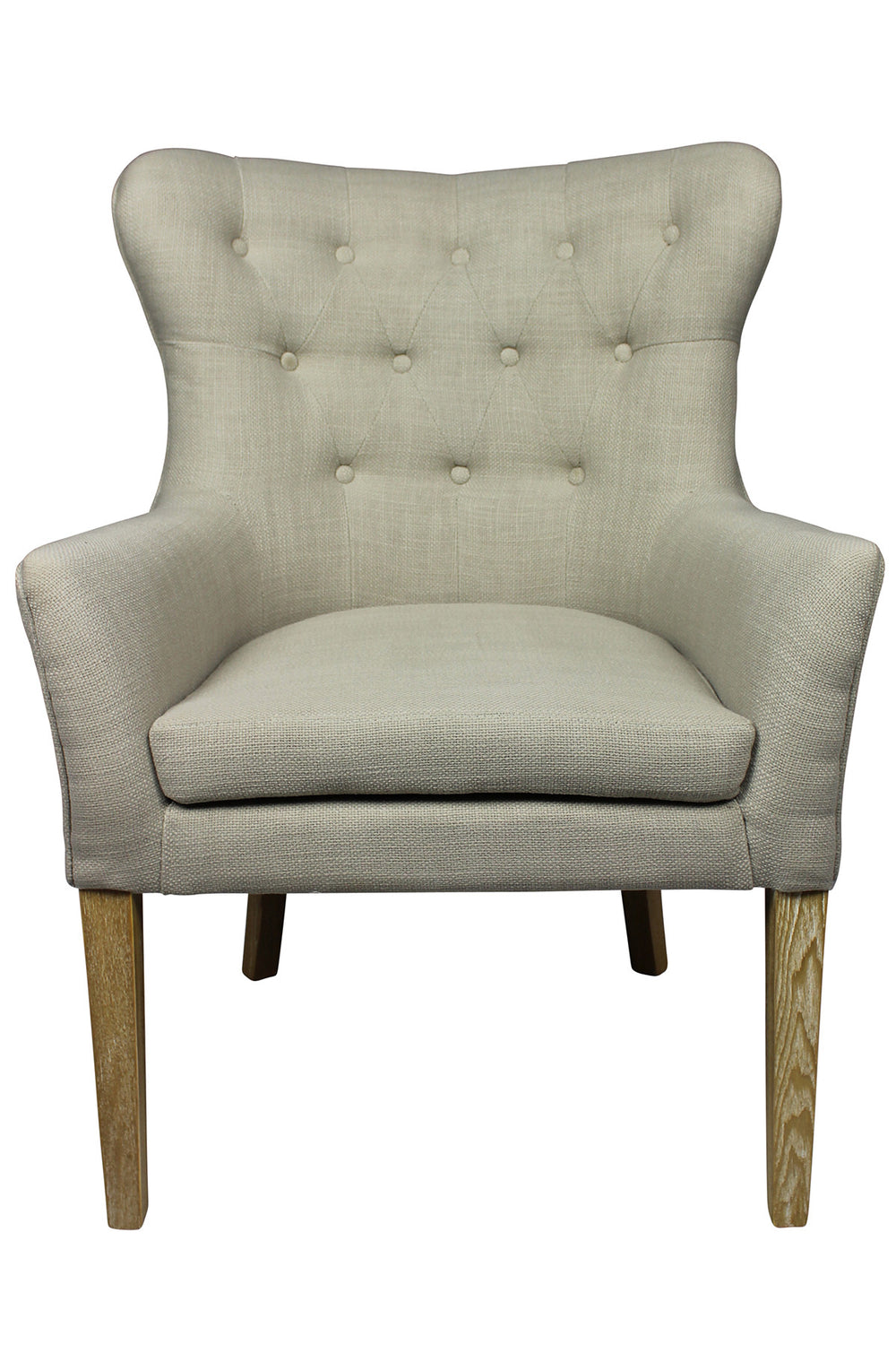 Homeroots 28" Taupe 100% Polyester And Natural Tufted Arm Chair   488574