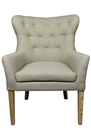 Homeroots 28" Taupe 100% Polyester And Natural Tufted Arm Chair   488574