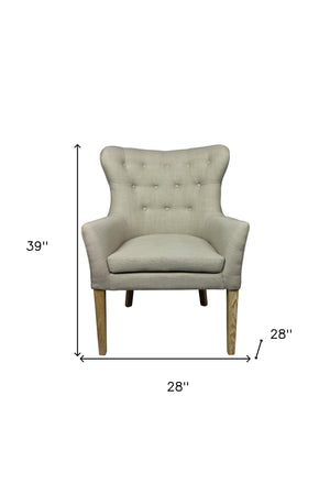 Homeroots 28" Taupe 100% Polyester And Natural Tufted Arm Chair   488574
