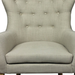 Homeroots 28" Taupe 100% Polyester And Natural Tufted Arm Chair   488574