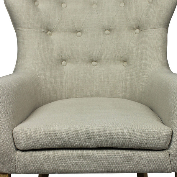 Homeroots 28" Taupe 100% Polyester And Natural Tufted Arm Chair   488574