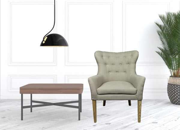 Homeroots 28" Taupe 100% Polyester And Natural Tufted Arm Chair   488574