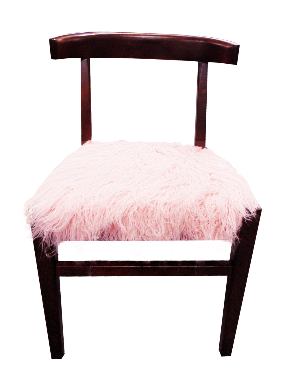 Homeroots 21" Blush Faux Fur And Dark Brown Solid Color Side Chair   488575