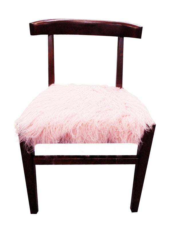 Homeroots 21" Blush Faux Fur And Dark Brown Solid Color Side Chair   488575