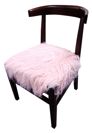 Homeroots 21" Blush Faux Fur And Dark Brown Solid Color Side Chair   488575