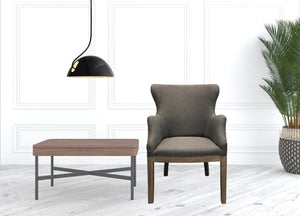 Homeroots 25" Gray Linen And Natural Solid Color Arm Chair   488576