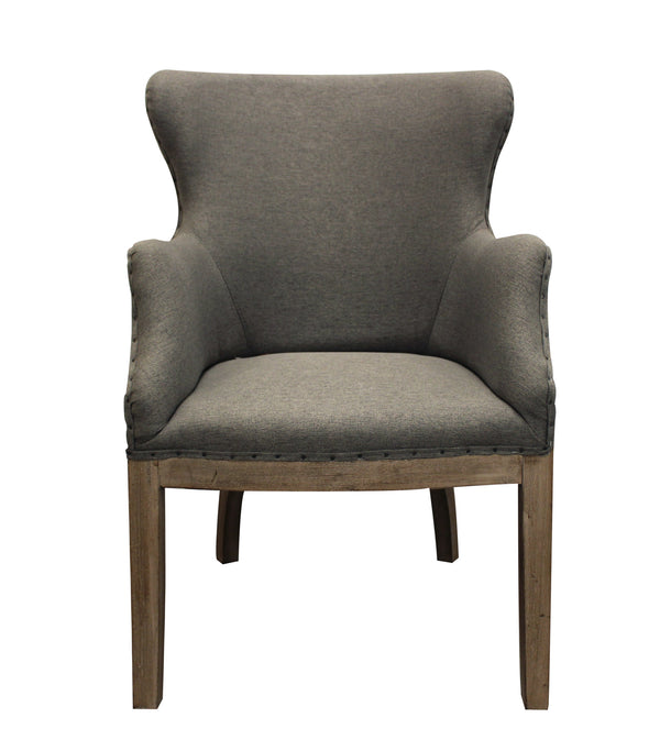 Homeroots 25" Gray Linen And Natural Solid Color Arm Chair   488576