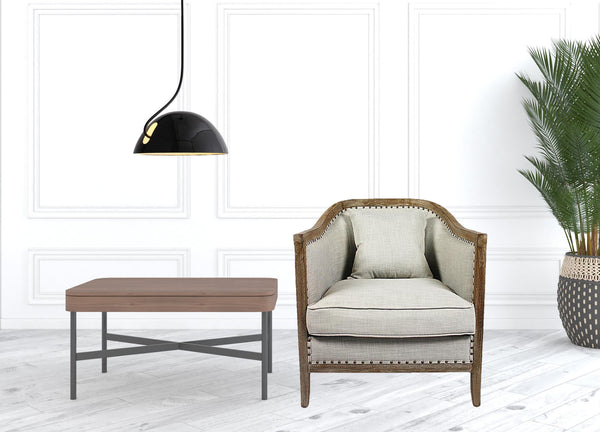 Homeroots 32" Natural Linen Solid Color Lounge Chair   488577