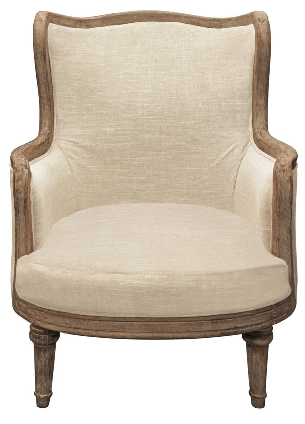 HomeRoots 26" Ivory Linen Arm Chair - Modern Comfort with Durable Construction for Stylish Living Spaces 488578