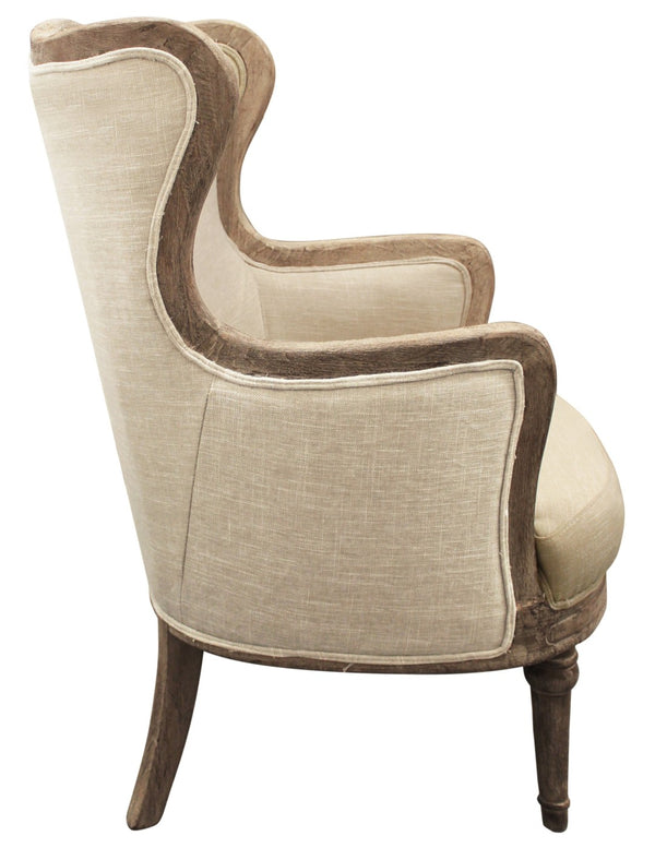HomeRoots 26" Ivory Linen Arm Chair - Modern Comfort with Durable Construction for Stylish Living Spaces 488578