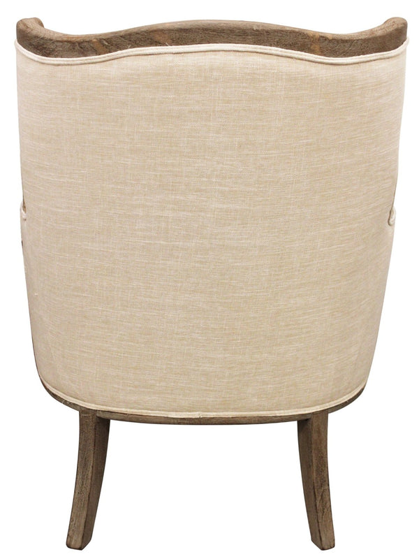 HomeRoots 26" Ivory Linen Arm Chair - Modern Comfort with Durable Construction for Stylish Living Spaces 488578