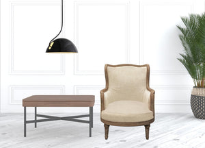 HomeRoots 26" Ivory Linen Arm Chair - Modern Comfort with Durable Construction for Stylish Living Spaces 488578
