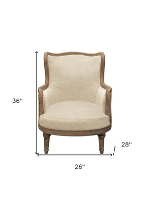 HomeRoots 26" Ivory Linen Arm Chair - Modern Comfort with Durable Construction for Stylish Living Spaces 488578