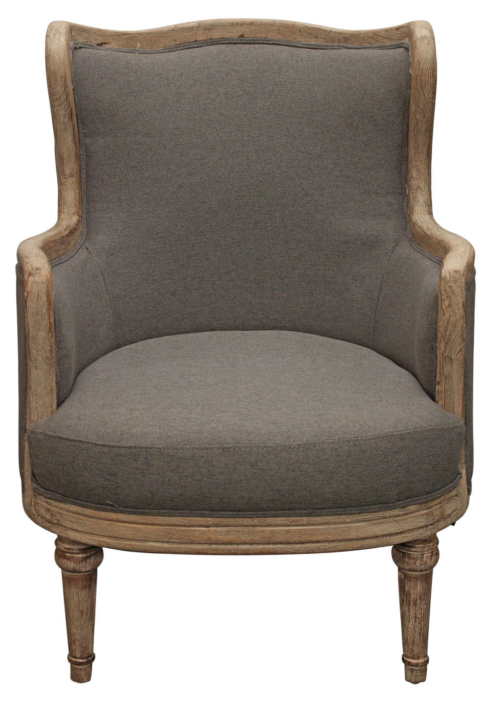Homeroots 26" Gray Linen And Natural Solid Color Arm Chair   488579