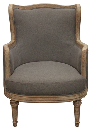 Homeroots 26" Gray Linen And Natural Solid Color Arm Chair   488579