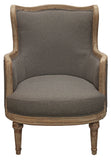 Homeroots 26" Gray Linen And Natural Solid Color Arm Chair   488579