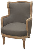 Homeroots 26" Gray Linen And Natural Solid Color Arm Chair   488579