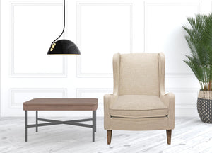 Homeroots 29" Natural Linen Solid Color Lounge Chair   488580