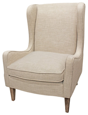 Homeroots 29" Natural Linen Solid Color Lounge Chair   488580
