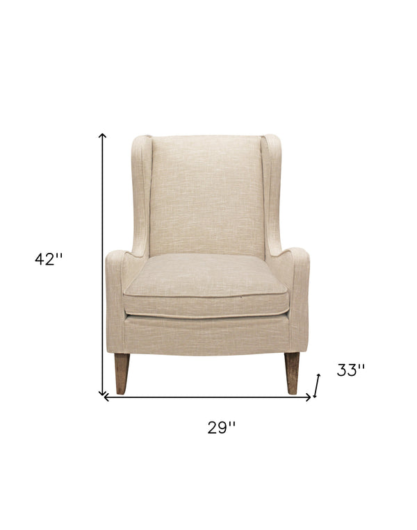Homeroots 29" Natural Linen Solid Color Lounge Chair   488580