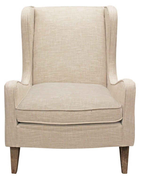 Homeroots 29" Natural Linen Solid Color Lounge Chair   488580