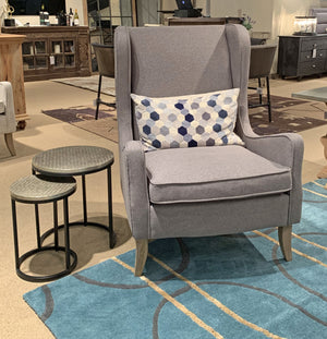 Homeroots 29" Gray Linen And Natural Solid Color Lounge Chair   488581