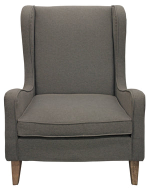 Homeroots 29" Gray Linen And Natural Solid Color Lounge Chair   488581