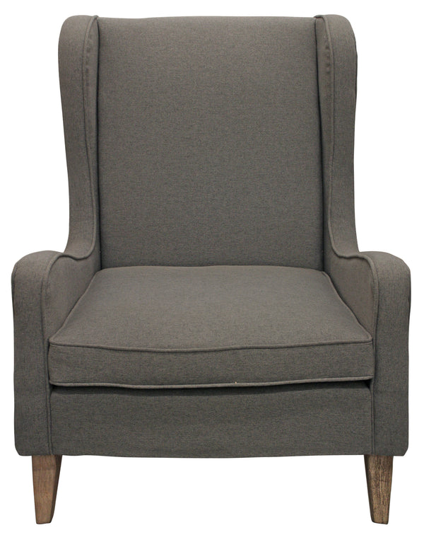 Homeroots 29" Gray Linen And Natural Solid Color Lounge Chair   488581