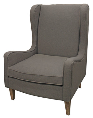 Homeroots 29" Gray Linen And Natural Solid Color Lounge Chair   488581