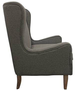 Homeroots 29" Gray Linen And Natural Solid Color Lounge Chair   488581