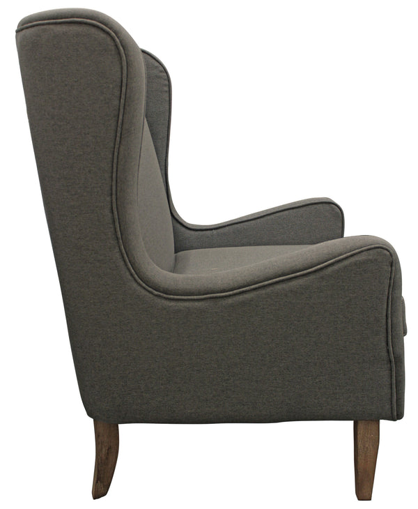 Homeroots 29" Gray Linen And Natural Solid Color Lounge Chair   488581