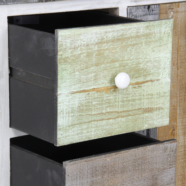 Homeroots 30" White And Black Rustic Wood End Table With Three Drawers   488582