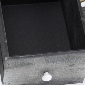 Homeroots 30" White And Black Rustic Wood End Table With Three Drawers   488582