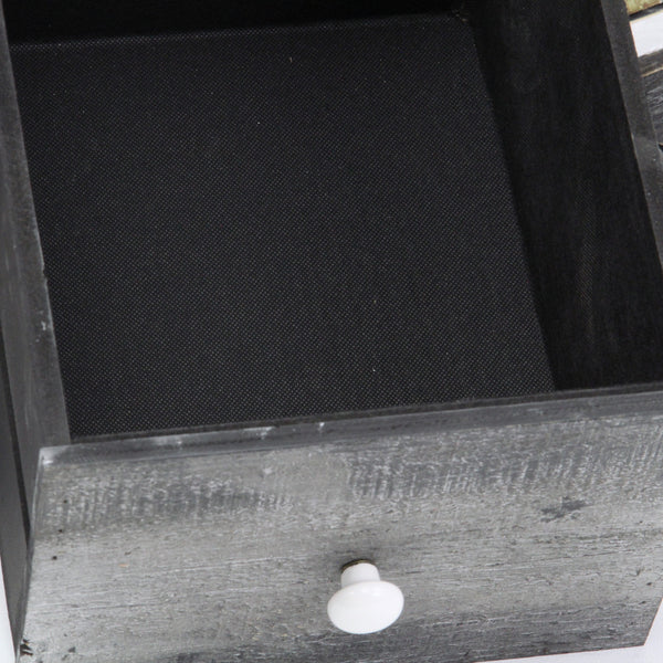 Homeroots 30" White And Black Rustic Wood End Table With Three Drawers   488582