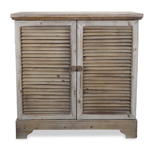 Homeroots 32" Rustic Natural Brown Solid Wood End Table With Cabinet   488583