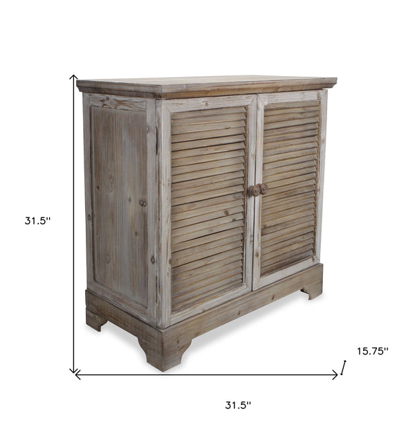 Homeroots 32" Rustic Natural Brown Solid Wood End Table With Cabinet   488583