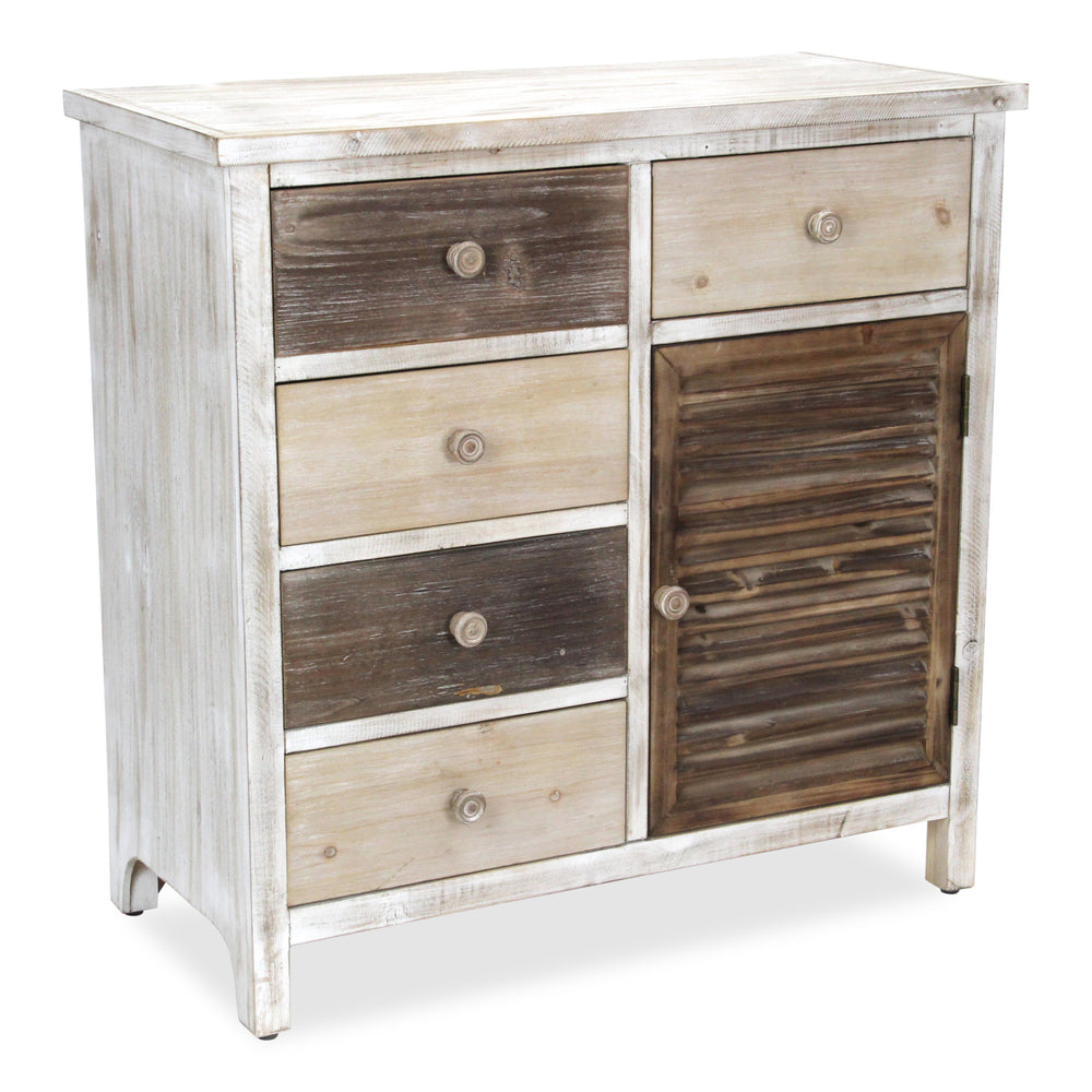 Homeroots 32" Brown Solid Wood End Table With Five Drawers And Two Shelves   488584