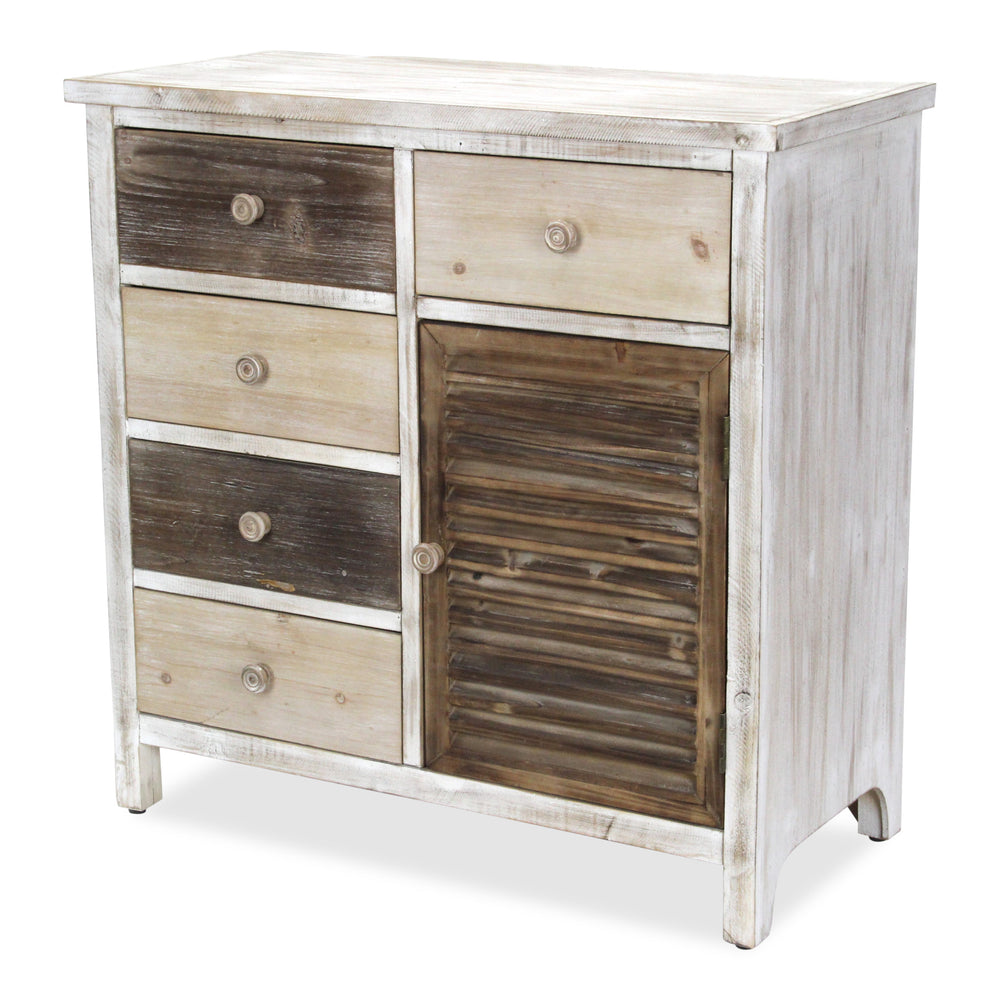 Homeroots 32" Brown Solid Wood End Table With Five Drawers And Two Shelves   488584