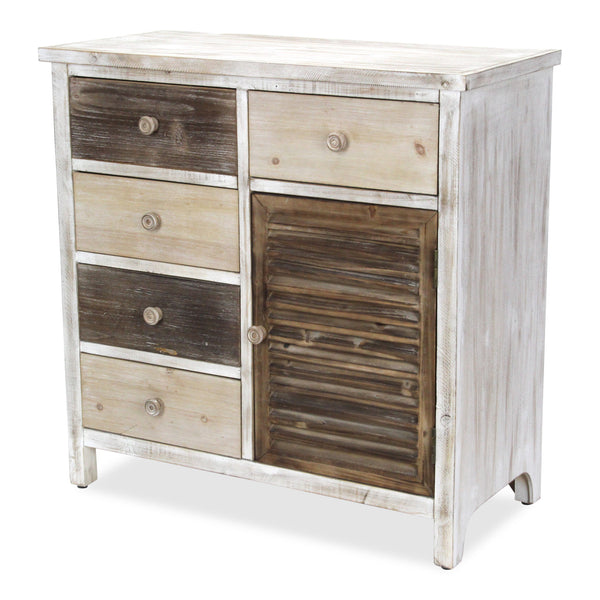 Homeroots 32" Brown Solid Wood End Table With Five Drawers And Two Shelves   488584