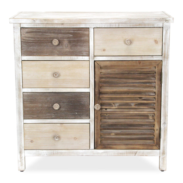 Homeroots 32" Brown Solid Wood End Table With Five Drawers And Two Shelves   488584