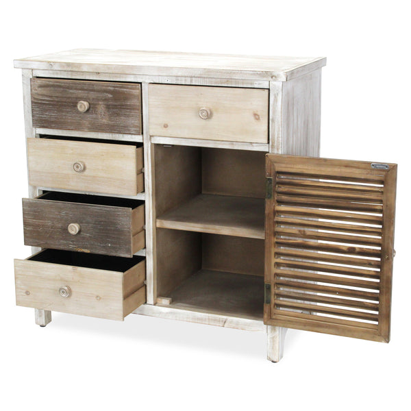 Homeroots 32" Brown Solid Wood End Table With Five Drawers And Two Shelves   488584