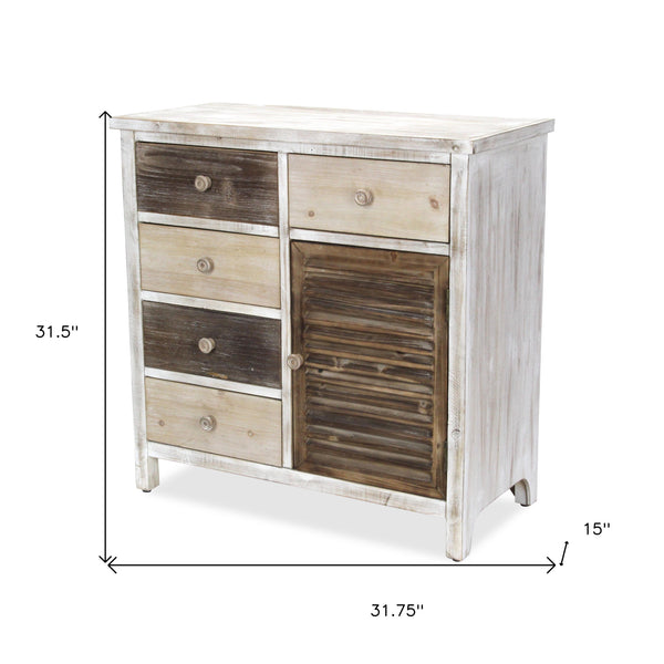 Homeroots 32" Brown Solid Wood End Table With Five Drawers And Two Shelves   488584