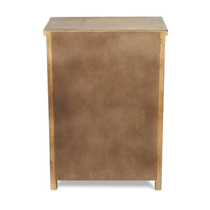 Homeroots 30" Rustic Brown Wood And Galvanized Metal End Table With Three Drawers   488587