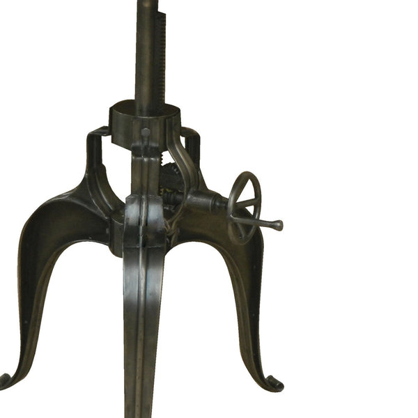 Homeroots 36" Gray And Silver Solid Wood And Iron Adjustable Height Dining Table   488589