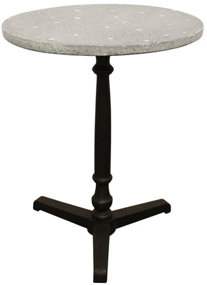 Homeroots 24" Gray And Black Stone And Iron Round Dining Table   488590