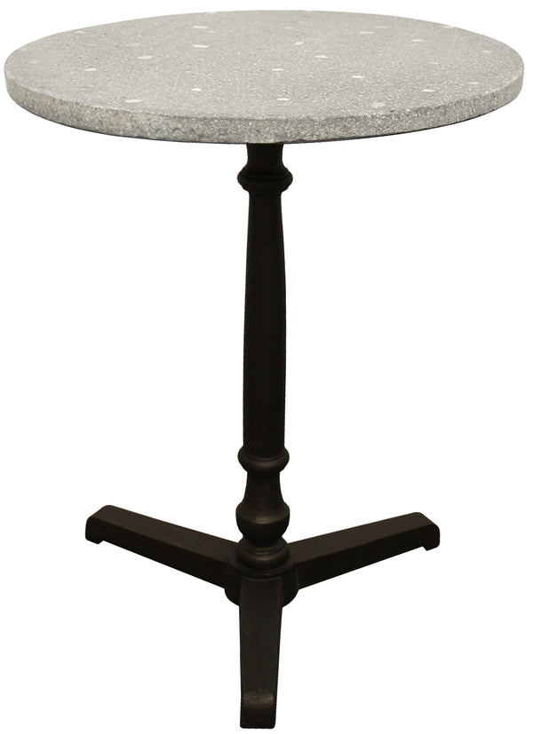 Homeroots 24" Gray And Black Stone And Iron Round Dining Table   488590