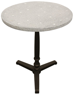 Homeroots 24" Gray And Black Stone And Iron Round Dining Table   488590