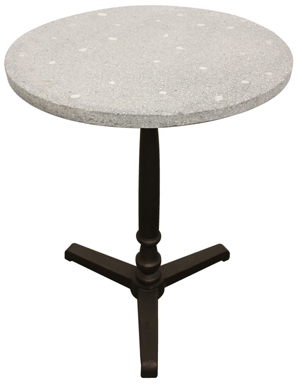 Homeroots 24" Gray And Black Stone And Iron Round Dining Table   488590